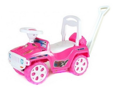 Машина-каталка Ориончик с ручкой розовый