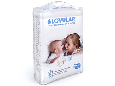 Подгузники детские LOVULAR HOT WIND (ЛОВУЛАР ХОТ ВИНД),  M 5-10 кг, 64 шт/уп