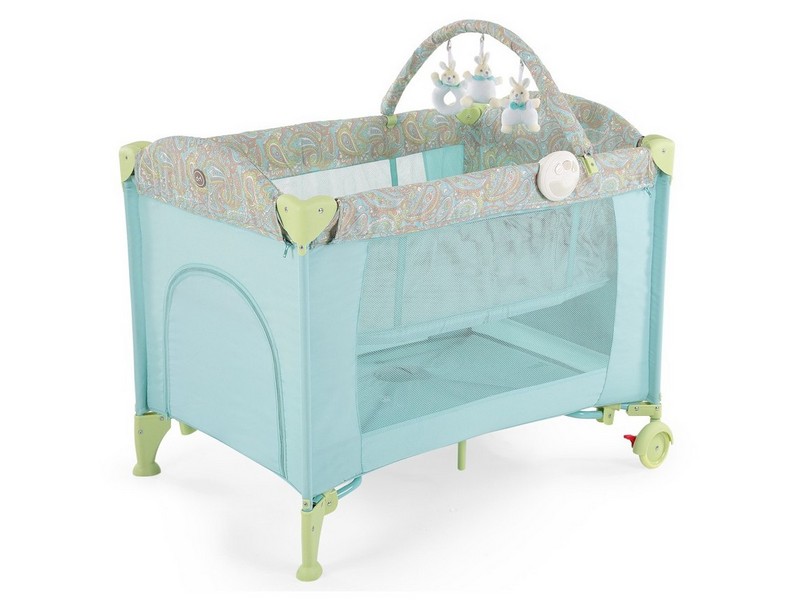 Кровать-манеж  Happy Baby "Lagoon V2" Blue (голубой) в комплекте с пеленальным столиком 00060029