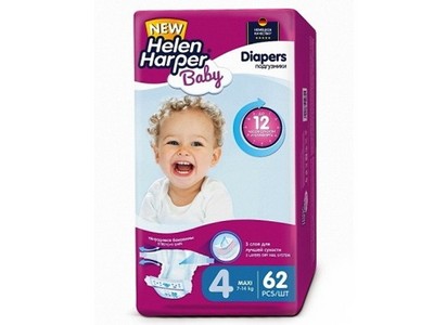 Детские подгузники Helen Harper Baby Maxi (7-14 кг.) 62 шт.
