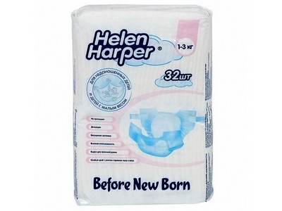 Детские подгузники Helen Harper Before Newborn (1-3 кг.) 32 шт.