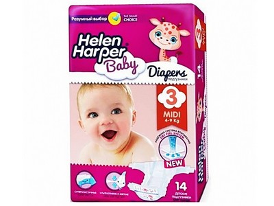 Детские подгузники Helen Harper Baby Midi (4-9 кг.) 14 шт.
