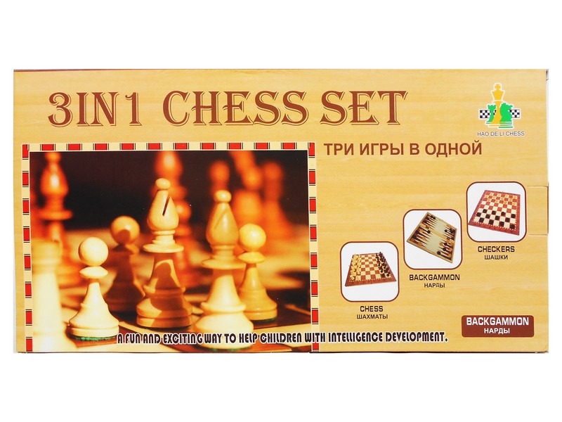 Шахматы, шашки, нарды дерево (24х24) в кор. W001S