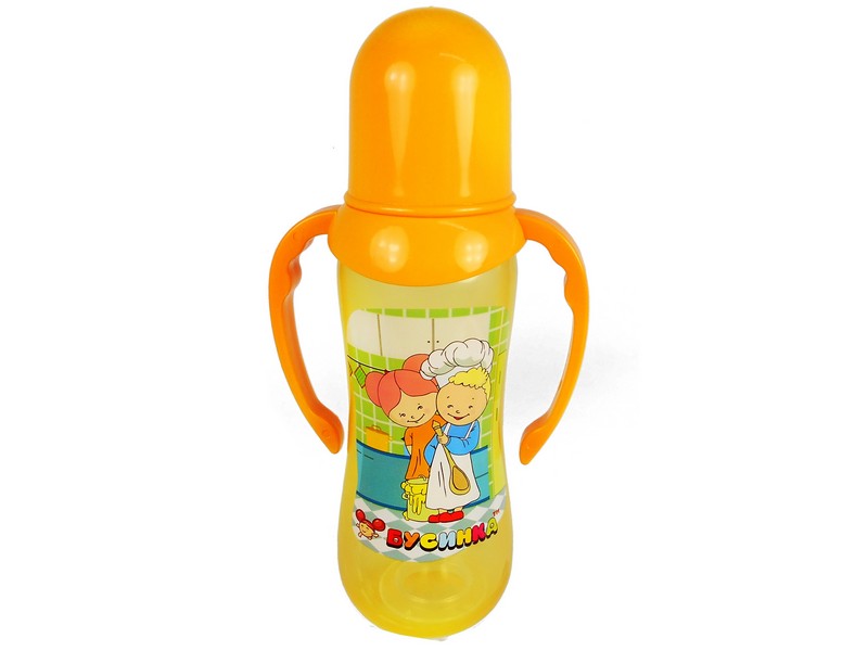 Купить оптом Бутылочка с ручками и талией цветная 250 мл ПП 1916 в Луганске