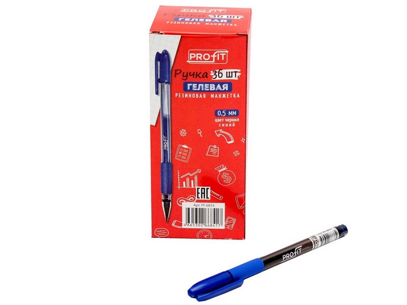 Ручка гелевая полупрозрачный корпус 0,5мм СИНЯЯ (36шт/уп) РГ-6833