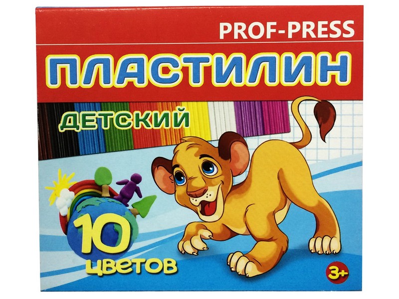 Пластилин 10 цв. 150гр к/к, стек ПЛ-3635