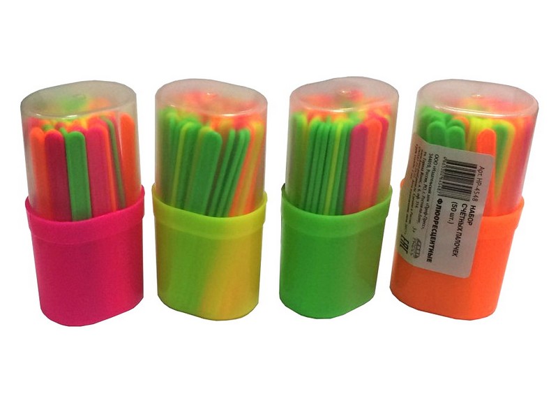 Набор счетных палочек ФЛЮОРЕСЦЕНТНЫЕ 50 шт в пенале НР-4548