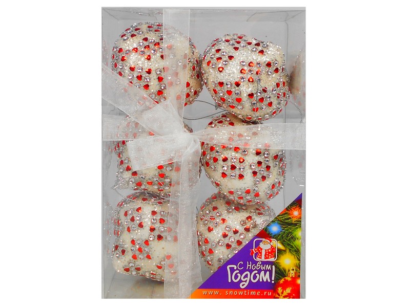 КУПОЛ 85ММ ПЕНОПЛАСТ С КВАДРАТАМИ И КРАСНЫМИ ТОЧКАМИ БЕЛЫЙ 6ШТ ПРОЗРАЧНАЯ КОРОБКА