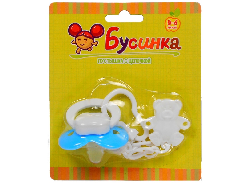 Пустышка на цепочке с силиконовым соском 0-6 мес 400БУС0-6