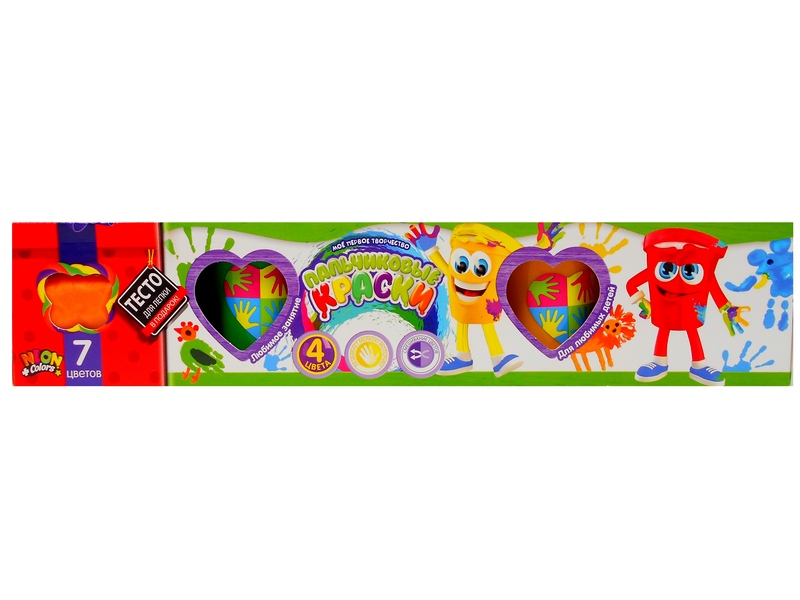 Пальчиковая раскраска 4 цвета + тесто 7 цветов