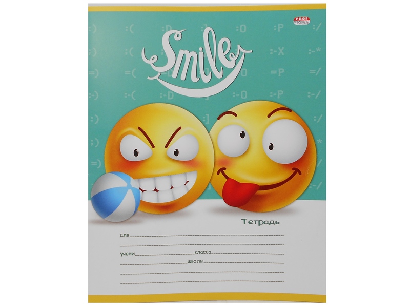 Тетрадь КЛЕТКА 12л. ЗАБАВНЫЕ СМАЙЛЫ (цвет. мелов. обл.)