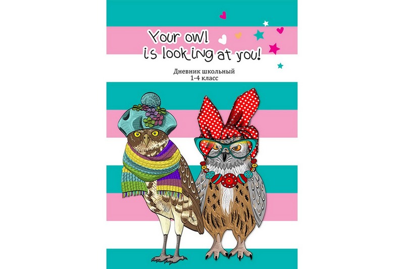 Дневник школьный 48л. МОДНЫЕ СОВЫ (1-4 кл., глянц. ламин., интегр. обл.)