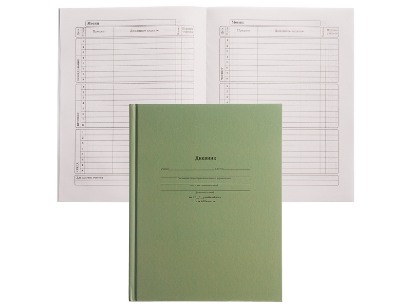 Дневник школьный 48л. 5-11 классы КЛАССИЧЕСКИЙ ЗЕЛЁНЫЙ (7БЦ, мат. лам.) Д48-6210