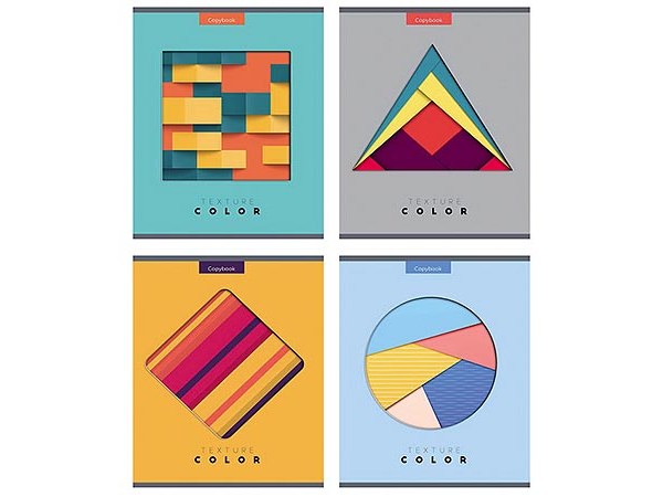 Тетрадь КЛЕТКА 96л. ЦВЕТНЫЕ ФИГУРЫ (96-3505) (выбор.лак, цвет.мелов.обл.)