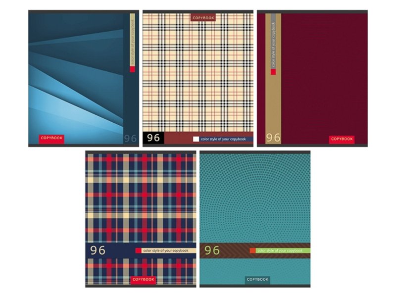 Тетрадь КЛЕТКА 96л. МИКС-5 КЛАССИКА (96-9789) (цвет.мелов.обл.), 5 диз в спайке