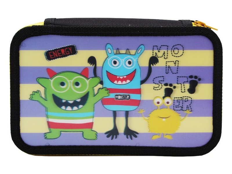 Пенал 3 секц, большой ВЕСЕЛЫЕ МОНСТРИКИ-1 (ПН-1981) 190х115 3D печать