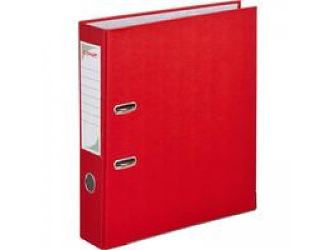 Папка-регистратор с арочн.мех регр PVC КРАСНАЯ (ПО-2892) с карманом, собранная, 50мм
