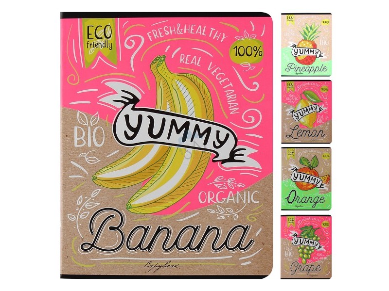 Тетрадь КЛЕТКА 48л. СОЧНЫЕ ФРУКТЫ (цвет. мелов. обл.)