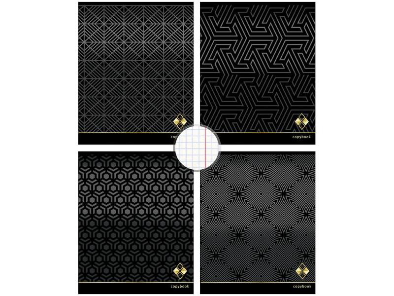 Тетрадь КЛЕТКА 96л. ЧЁРНЫЕ УЗОРЫ (обл. мел. картон)