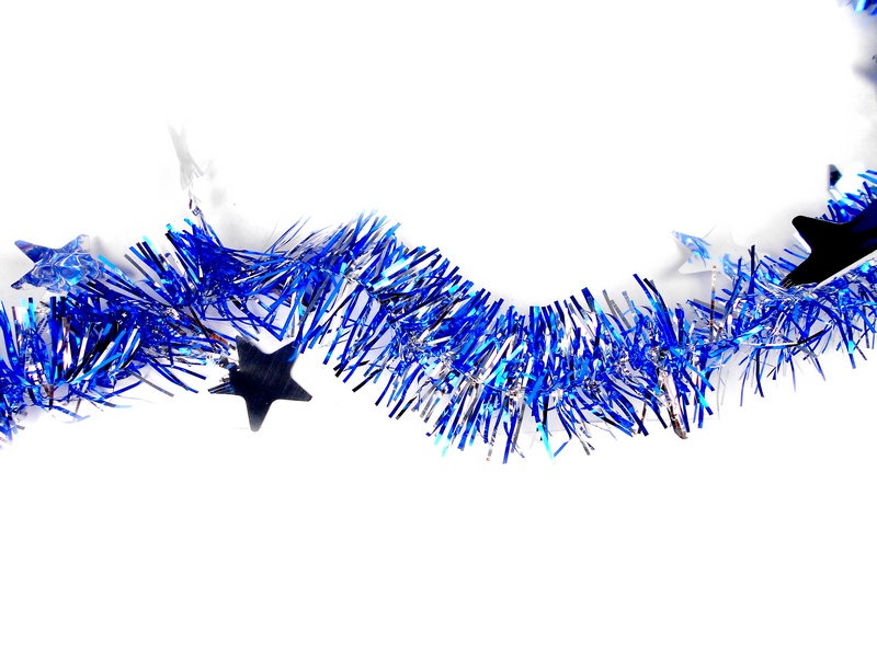 Мишура синяя "Яркие звезды" с серебряными звездами 2 м НУ-6519