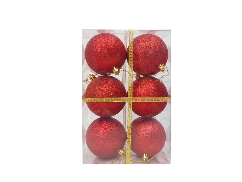 Набор красных ёлочных шаров "Красный люрекс" НУ-6968