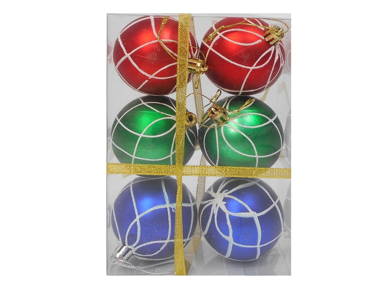Набор разноцветных матовых ёлочных шаров "Кружевная зима"  (6 шт) НУ-6977