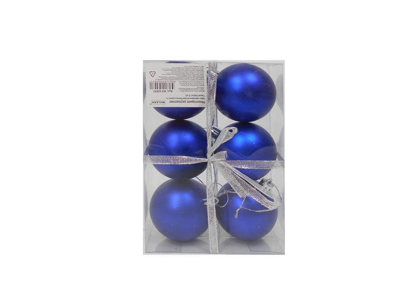 Набор ёлочных матовых шаров "Синий бархат" 6 см 6 шт НУ-6997