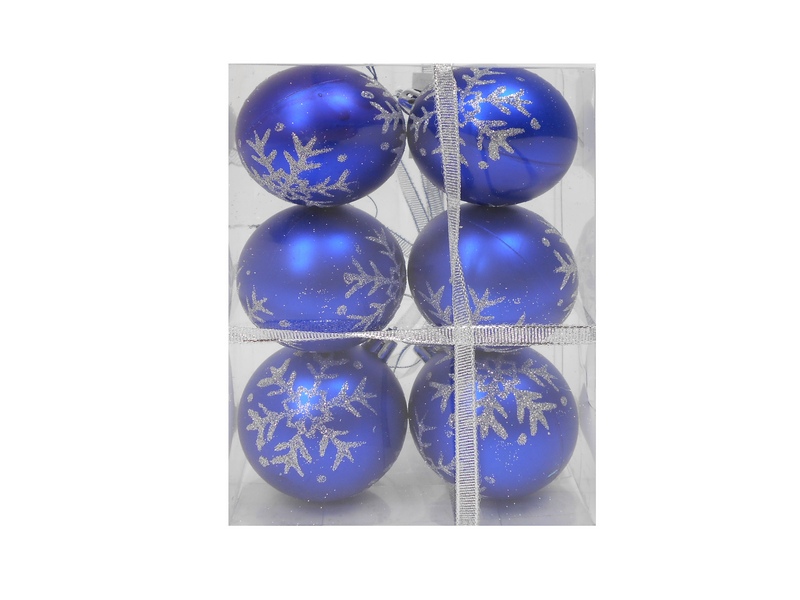 Набор синих матовых ёлочных шаров "Хрустальная снежинка" НУ-6998