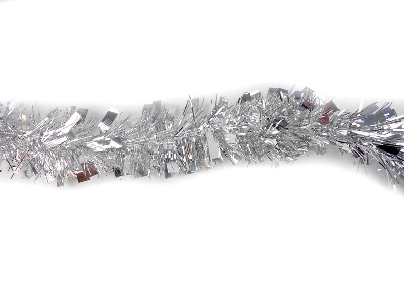 Мишура серебряная Иней (серебряные кончики) длина 2 м, d=5 см НУ-4841