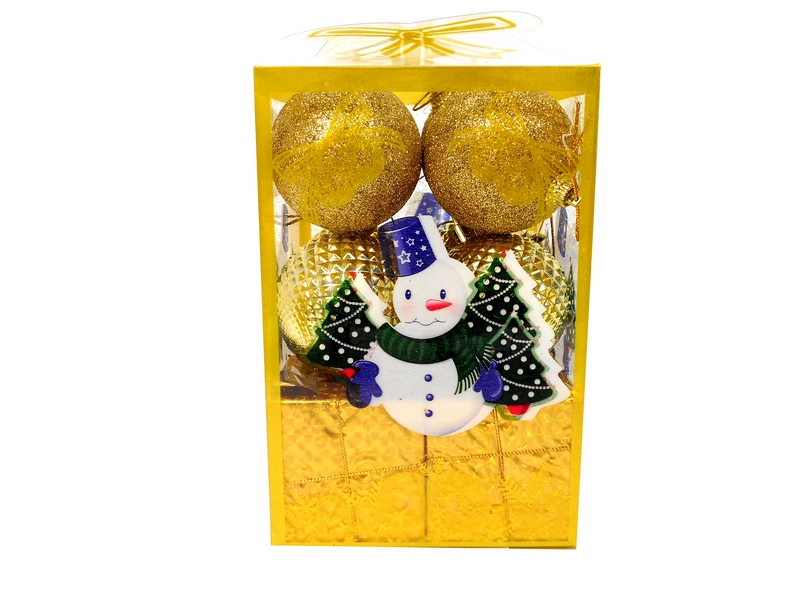 Набор золотых украшений "СНЕГОВИК" 6 см 12 шт НУ-4408