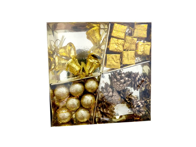 Набор новогодних украшений Новогодний микс, золото 3 см НУ-4421