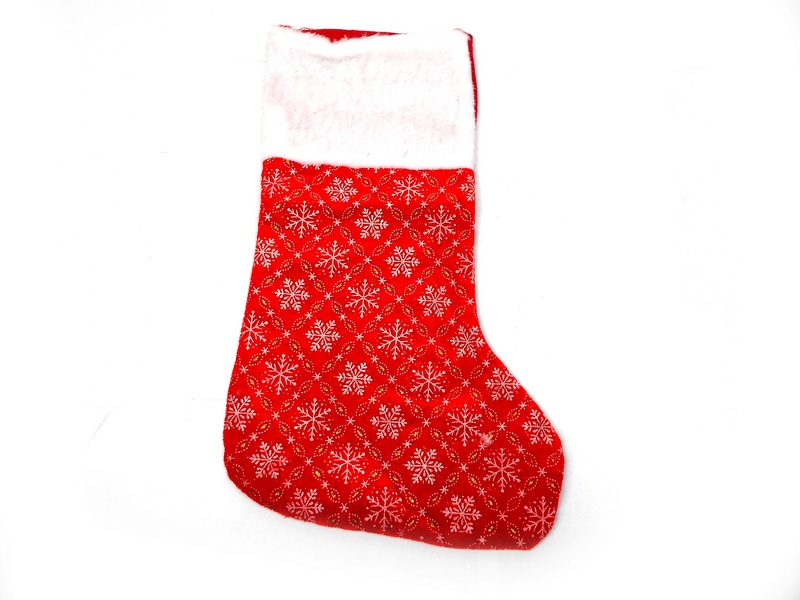 Носок для подарков Снежинки красный 17х43 см Т-4270