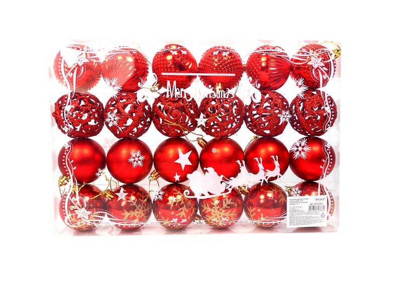 Набор ёлочных шаров С праздником! 24 шт 6 см (красный) НУ-0383