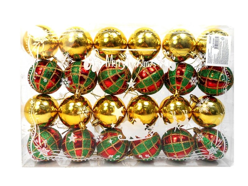 Набор ёлочных шаров С праздником! 24 шт 6 см (красно-золотой) НУ-0387