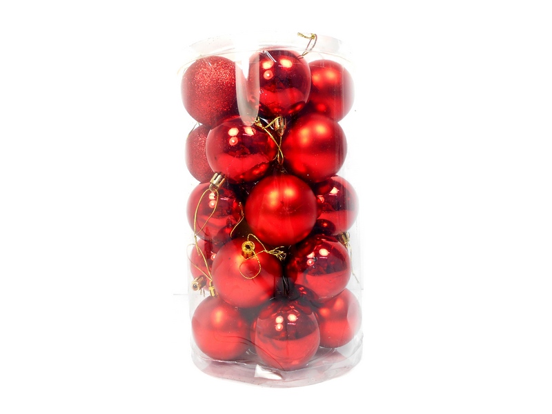 Набор ёлочных шаров Яркие краски 25 шт 6 см (красный) НУ-0391