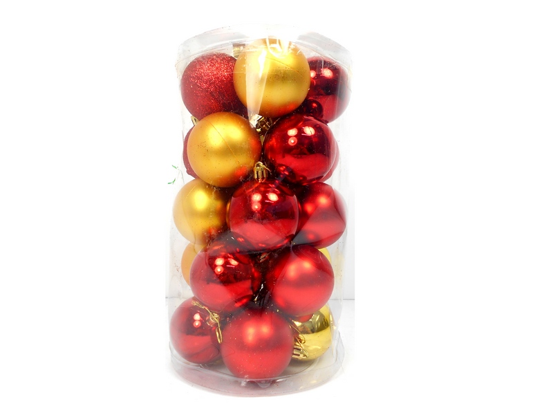 Набор ёлочных шаров Яркие краски 25 шт 6 см (красный, золотой) НУ-0392