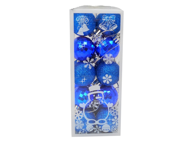 Набор ёлочных синих шаров "Весёлый праздник!" 4 см 20 шт НУ-0468