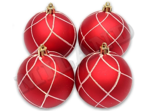 Набор красных матовых ёлочных шаров "Кружевная зима" НУ-6974