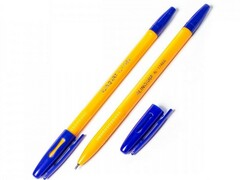 Ручка масляная "ALINGAR" желтый корпус 1 мм СИНЯЯ (50шт/уп)