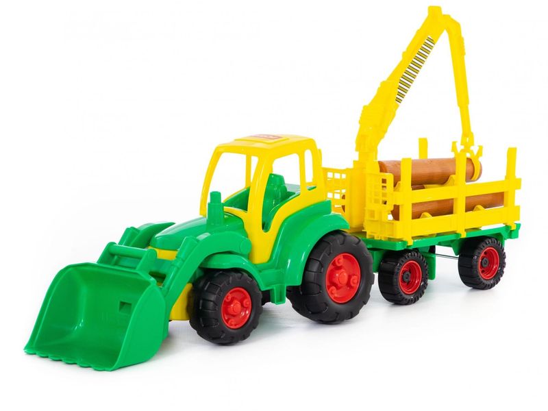 Трактор "Чемпион" с ковшом + прицеп-лесовоз в сеточке