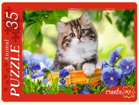 ПАЗЛЫ 35 элементов. ПУШИСТЫЙ КОТЕНОК В САДУ