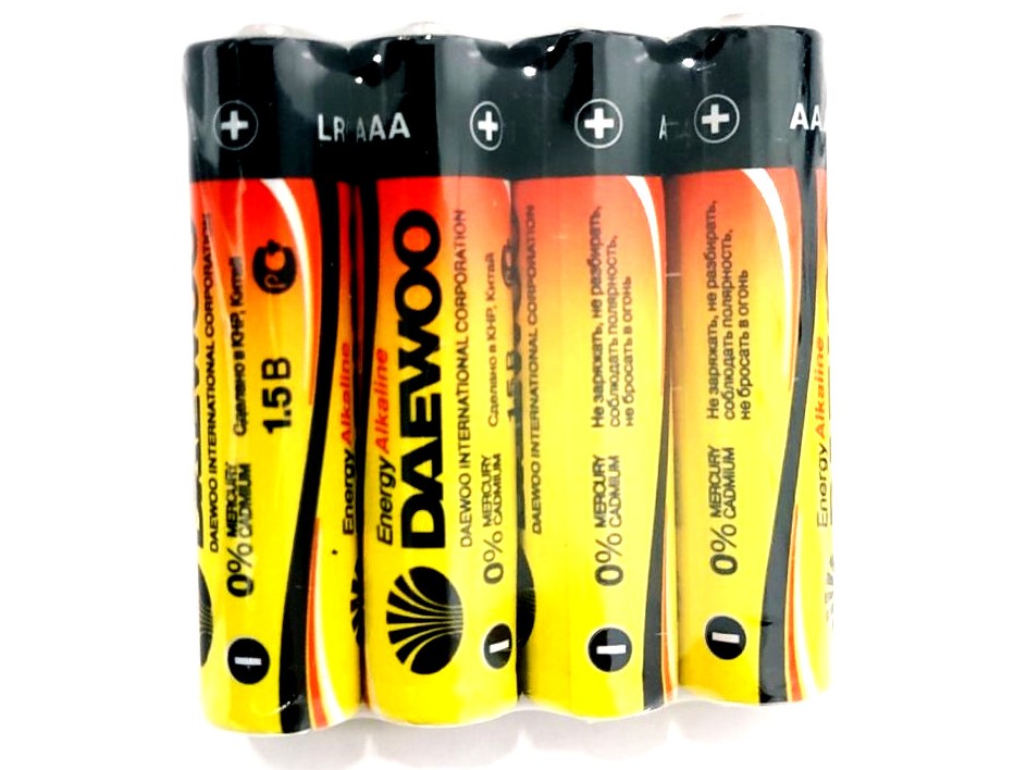 Батарейки мизинчиковые DAEWOO ENERGY alkaline (щел.,1,5V) LR03 4шт/уп