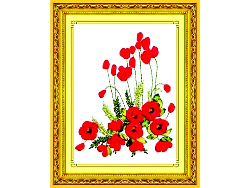 Набор для вышивания лентами 38х48 см. ПОЛЕВЫЕ МАКИ