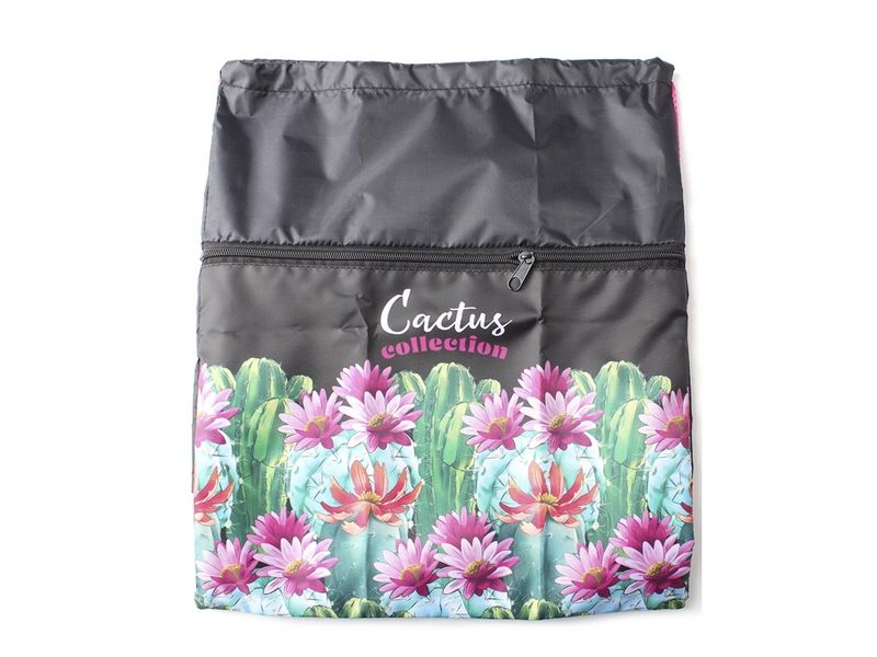 Мешок для обуви 1 отделение, с карманом ЦВЕТУЩИЕ КАКТУСЫ (330х400мм)