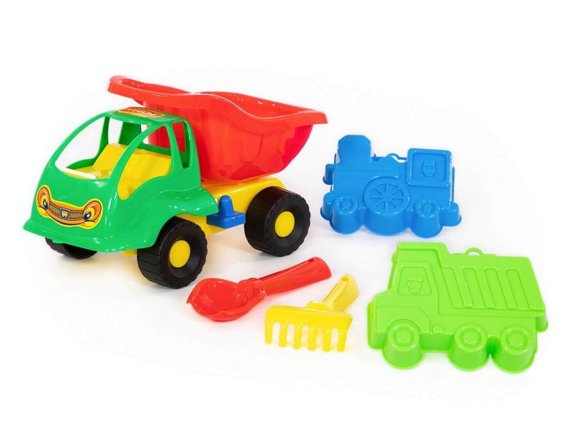 Купить оптом Набор №49: "Муравей", автомобиль-самосвал+совок №2, грабельки №2, формочки (самосвал+паровоз) в Луганске