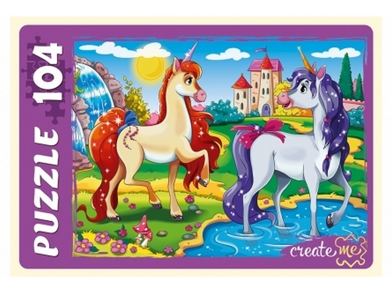 ПАЗЛЫ 104 элемента. ДВА ЕДИНОРОГА И ЗАМОК