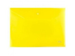 34998 [AKk4_00005]Папка-конверт на кнопке А4 Hatber 180мкм Желтая