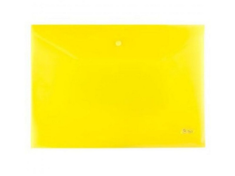 Папка-конверт на кнопке А4 Hatber 180мкм Желтая