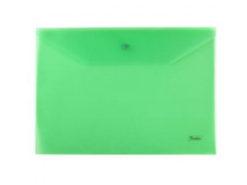 Папка-конверт на кнопке А4 Hatber 180мкм Зеленая
