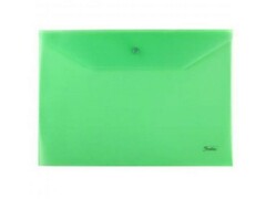 34999 [AKk4_00004]Папка-конверт на кнопке А4 Hatber 180мкм Зеленая